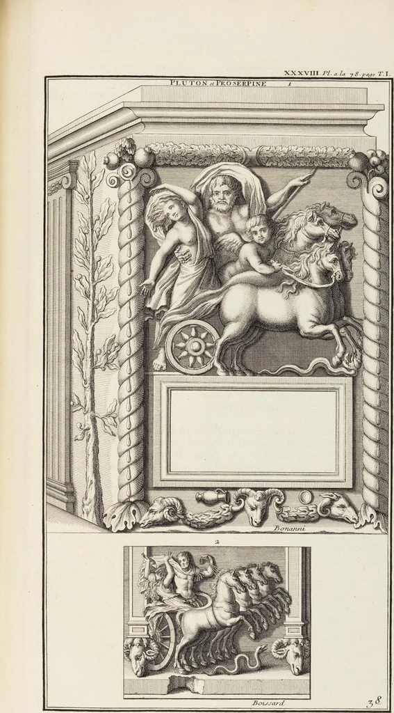 An illustration from (Band 1,1): Les dieux des Grecs & des Romain: Les Dieux du premier, du second & du troisiéme rang, selon l'ordre du tems, 1719, leaf 275