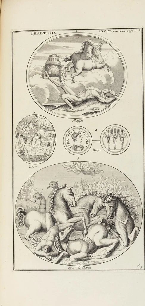An illustration from (Band 1,1): Les dieux des Grecs & des Romain: Les Dieux du premier, du second & du troisiéme rang, selon l'ordre du tems, 1719, leaf 376