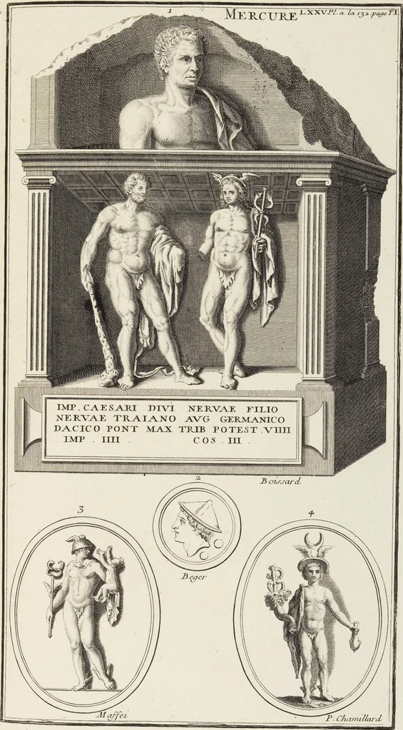 An illustration from (Band 1,1): Les dieux des Grecs & des Romain: Les Dieux du premier, du second & du troisiéme rang, selon l'ordre du tems, 1719, leaf 406