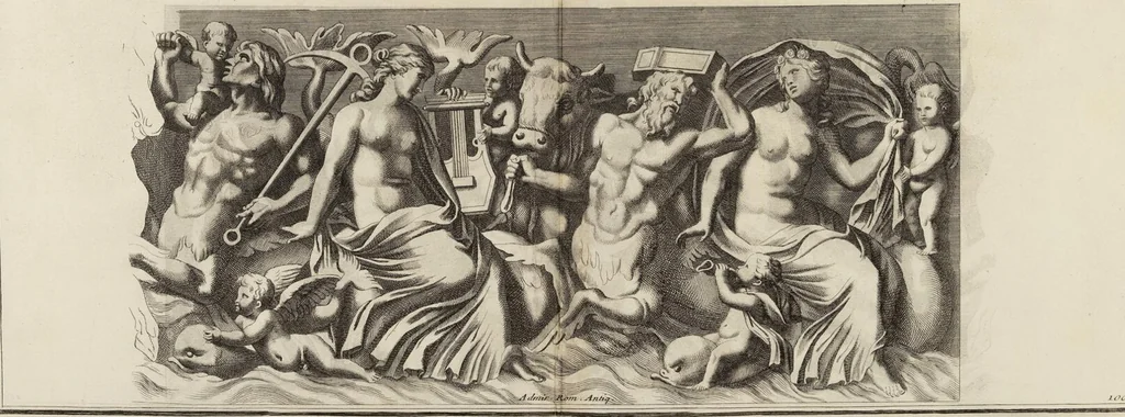 An illustration from (Band 1,1): Les dieux des Grecs & des Romain: Les Dieux du premier, du second & du troisiéme rang, selon l'ordre du tems, 1719, leaf 493