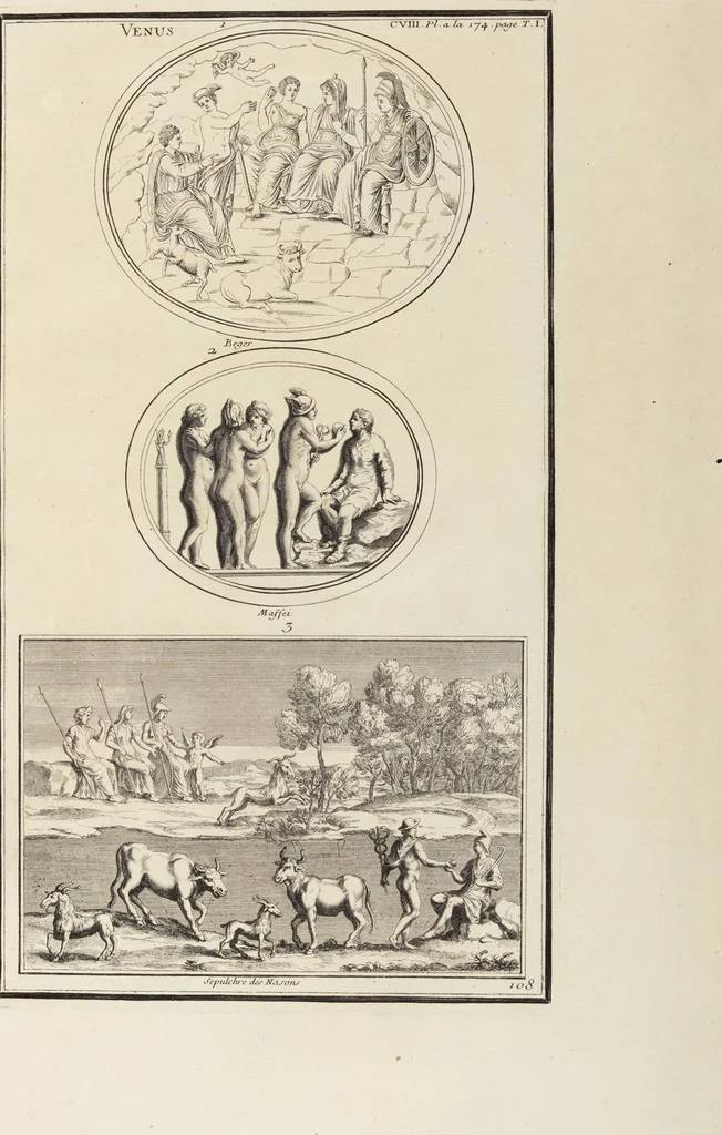 An illustration from (Band 1,1): Les dieux des Grecs & des Romain: Les Dieux du premier, du second & du troisiéme rang, selon l'ordre du tems, 1719, leaf 517