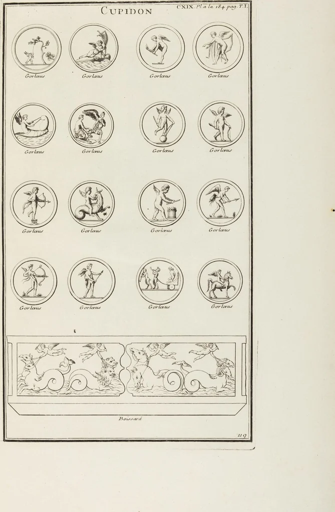 An illustration from (Band 1,1): Les dieux des Grecs & des Romain: Les Dieux du premier, du second & du troisiéme rang, selon l'ordre du tems, 1719, leaf 549