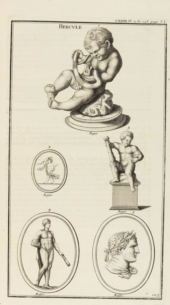 An illustration from (Band 1,2): Les Dieux des Grecs & des Romains: Les Heros parvenus à la Divinité, 1719, leaf 15