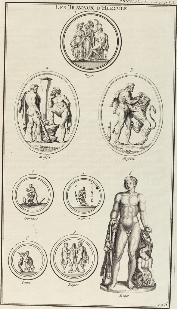 An illustration from (Band 1,2): Les Dieux des Grecs & des Romains: Les Heros parvenus à la Divinité, 1719, leaf 27