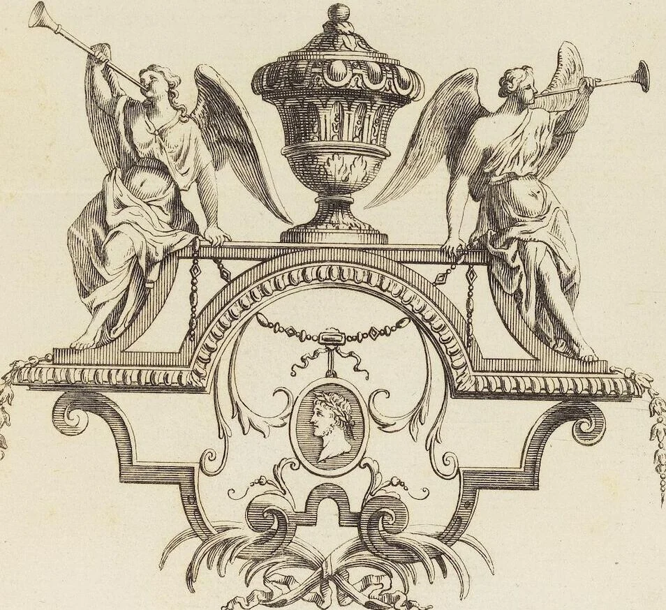 An illustration from (Band 1,2): Les Dieux des Grecs & des Romains: Les Heros parvenus à la Divinité, 1719, leaf 7