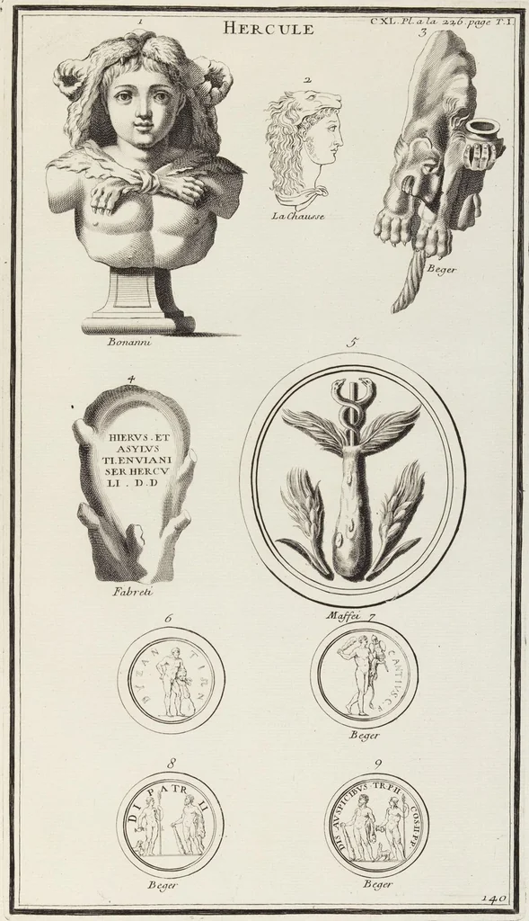 An illustration from (Band 1,2): Les Dieux des Grecs & des Romains: Les Heros parvenus à la Divinité, 1719, leaf 79