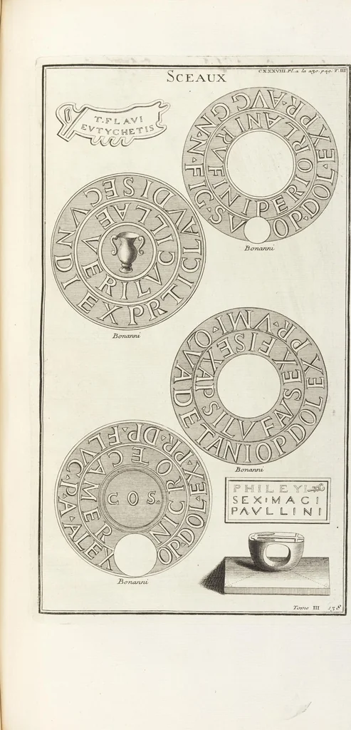 An illustration from (Band 3,2): L' Antiquité Expliquée Et Représentée En Figures: Les Usages de la vie; Tome Troisieme Seconde Partie, leaf 71