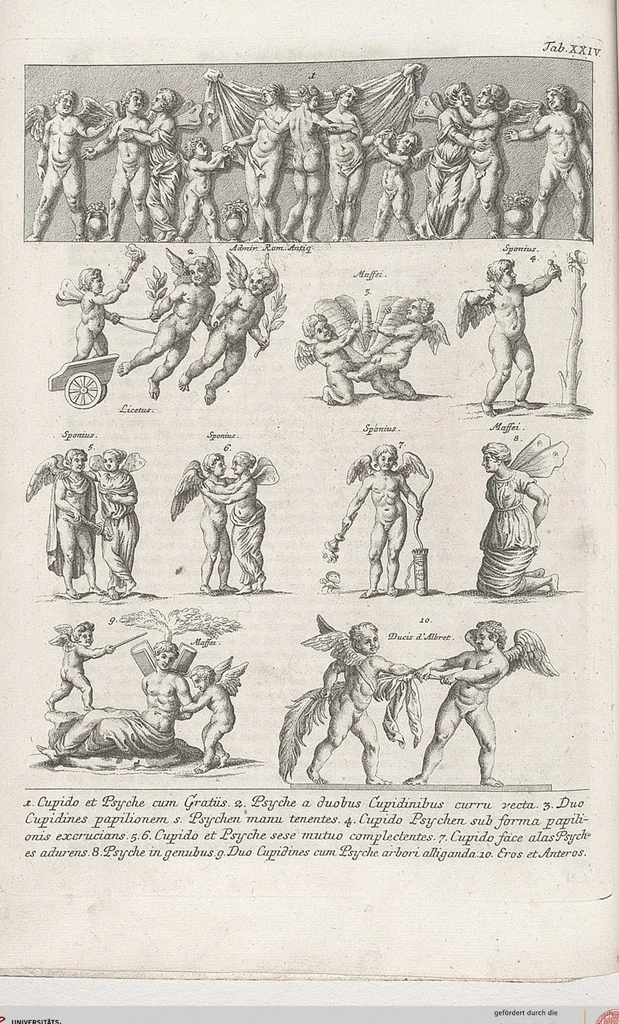 An illustration from Griechische und Römische Alterthümer: welche der berühmte P. Montfaucon ehemals samt den dazu gehörigen Supplementen in zehen Bänden in Folio, an das Licht gestellet hat, ..., 1757, leaf 122