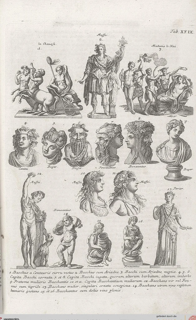 An illustration from Griechische und Römische Alterthümer: welche der berühmte P. Montfaucon ehemals samt den dazu gehörigen Supplementen in zehen Bänden in Folio, an das Licht gestellet hat, ..., 1757, leaf 143