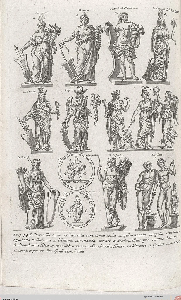 An illustration from Griechische und Römische Alterthümer: welche der berühmte P. Montfaucon ehemals samt den dazu gehörigen Supplementen in zehen Bänden in Folio, an das Licht gestellet hat, ..., 1757, leaf 174