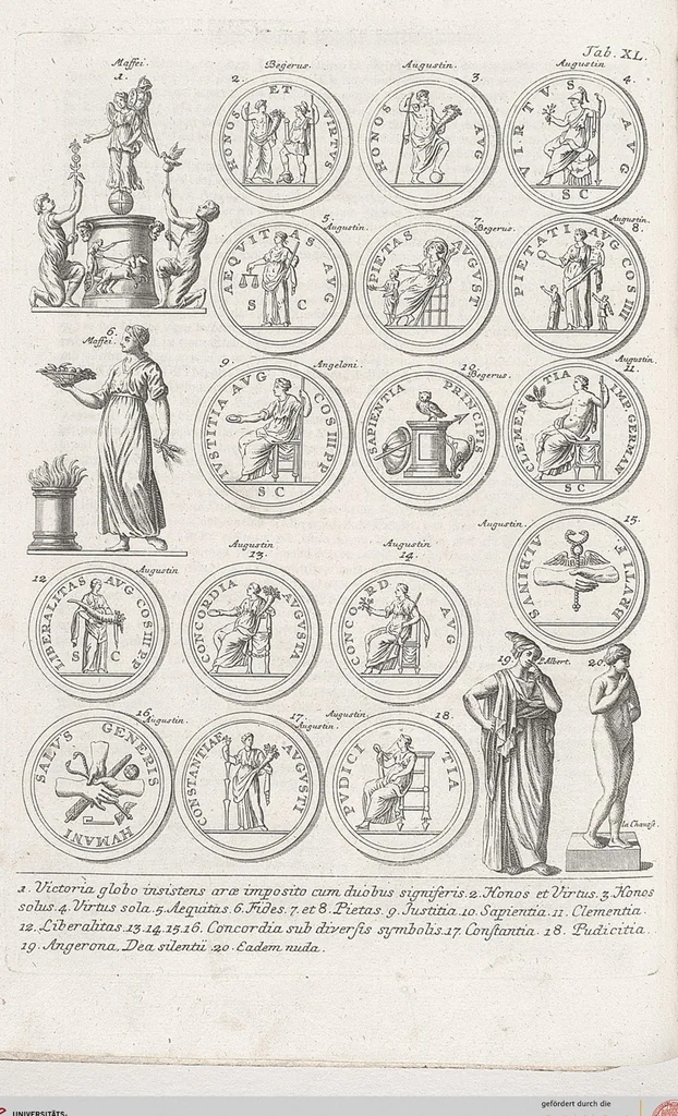 An illustration from Griechische und Römische Alterthümer: welche der berühmte P. Montfaucon ehemals samt den dazu gehörigen Supplementen in zehen Bänden in Folio, an das Licht gestellet hat, ..., 1757, leaf 188