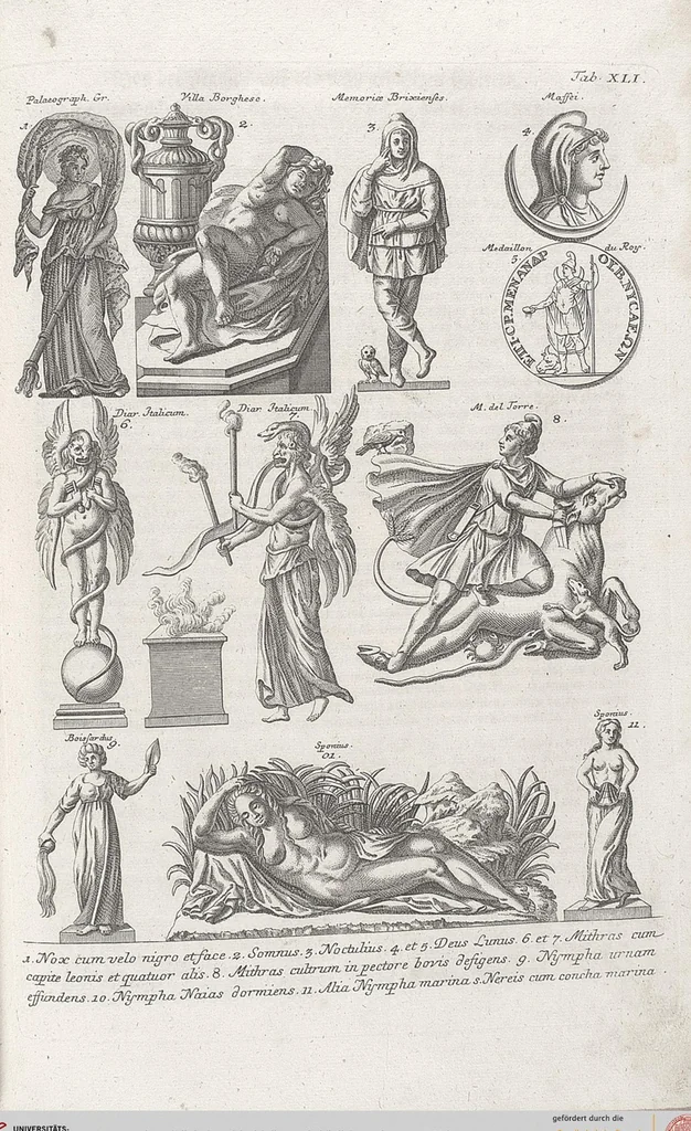 An illustration from Griechische und Römische Alterthümer: welche der berühmte P. Montfaucon ehemals samt den dazu gehörigen Supplementen in zehen Bänden in Folio, an das Licht gestellet hat, ..., 1757, leaf 193