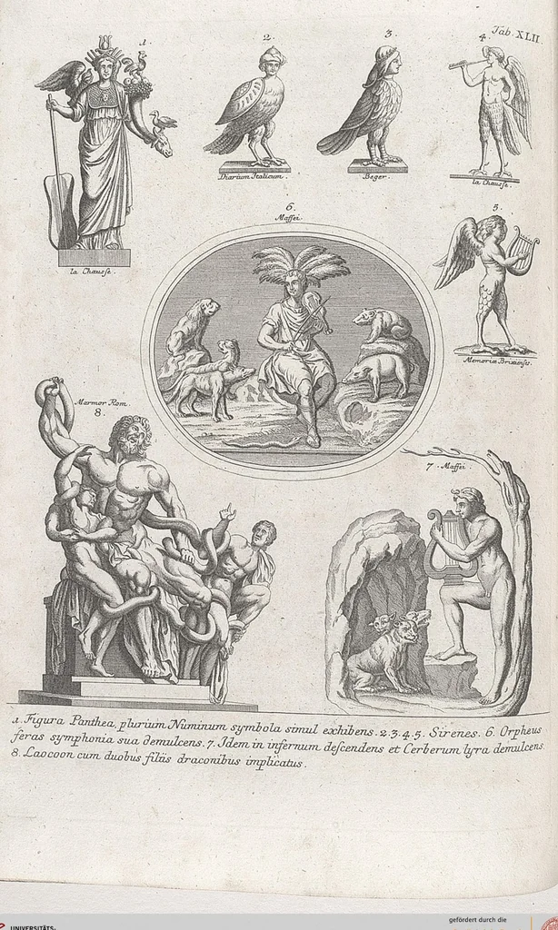 An illustration from Griechische und Römische Alterthümer: welche der berühmte P. Montfaucon ehemals samt den dazu gehörigen Supplementen in zehen Bänden in Folio, an das Licht gestellet hat, ..., 1757, leaf 198