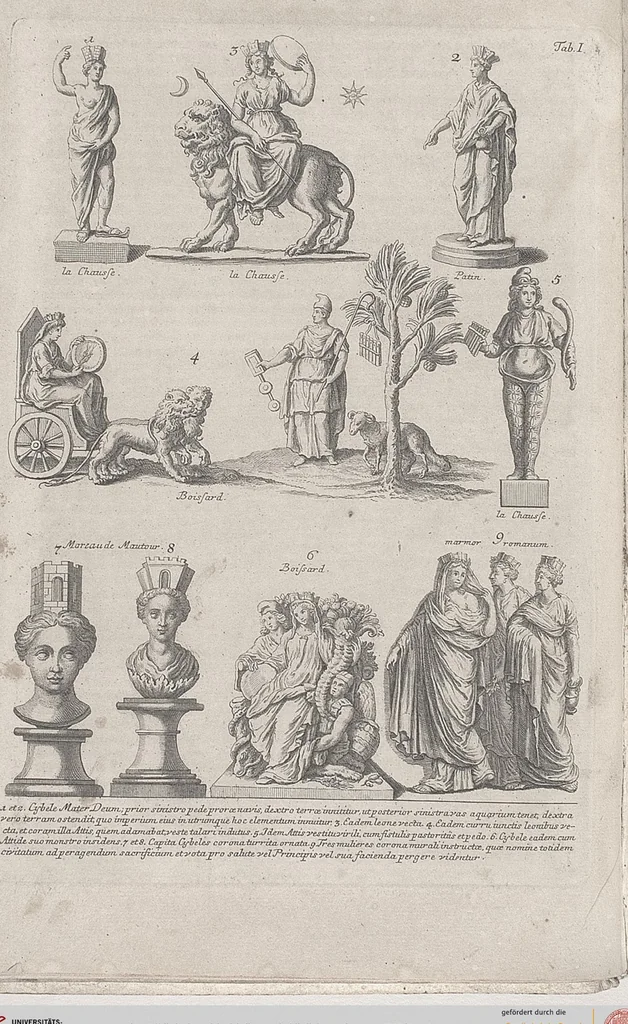An illustration from Griechische und Römische Alterthümer: welche der berühmte P. Montfaucon ehemals samt den dazu gehörigen Supplementen in zehen Bänden in Folio, an das Licht gestellet hat, ..., 1757, leaf 20