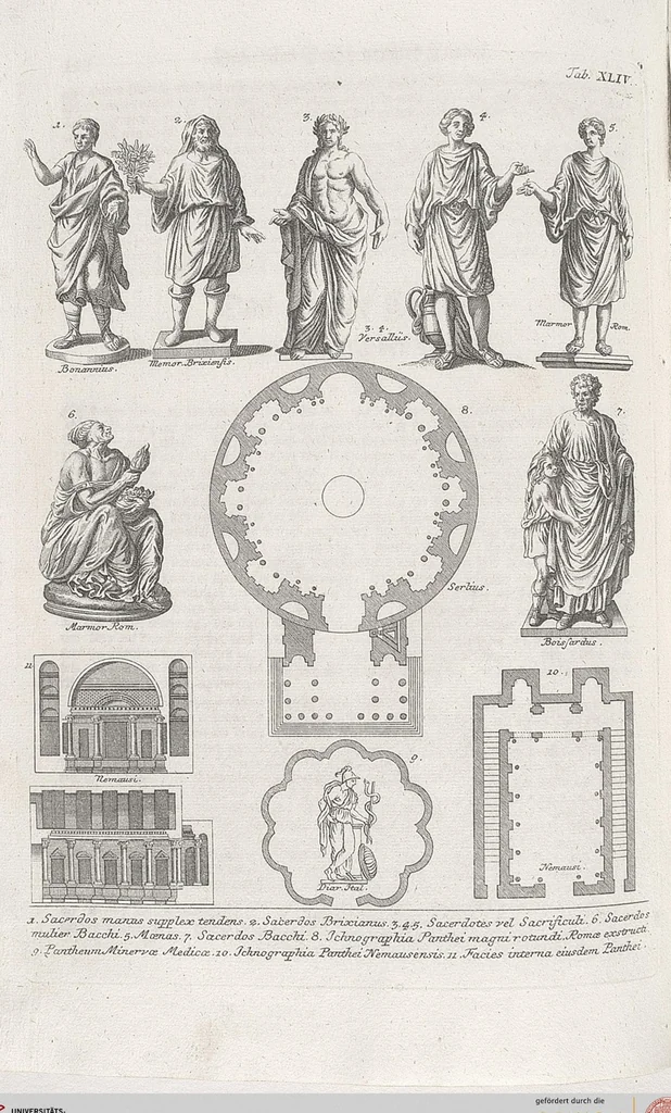 An illustration from Griechische und Römische Alterthümer: welche der berühmte P. Montfaucon ehemals samt den dazu gehörigen Supplementen in zehen Bänden in Folio, an das Licht gestellet hat, ..., 1757, leaf 224