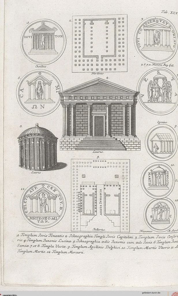 An illustration from Griechische und Römische Alterthümer: welche der berühmte P. Montfaucon ehemals samt den dazu gehörigen Supplementen in zehen Bänden in Folio, an das Licht gestellet hat, ..., 1757, leaf 236