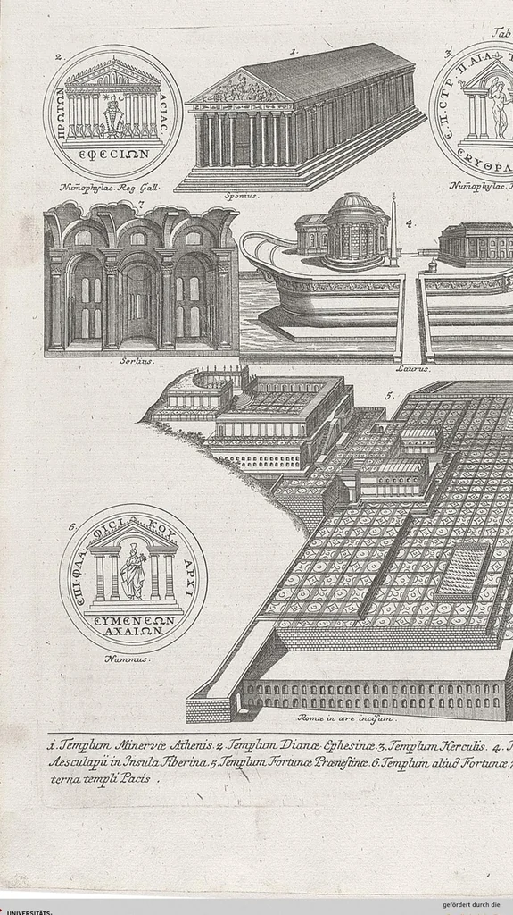 An illustration from Griechische und Römische Alterthümer: welche der berühmte P. Montfaucon ehemals samt den dazu gehörigen Supplementen in zehen Bänden in Folio, an das Licht gestellet hat, ..., 1757, leaf 242