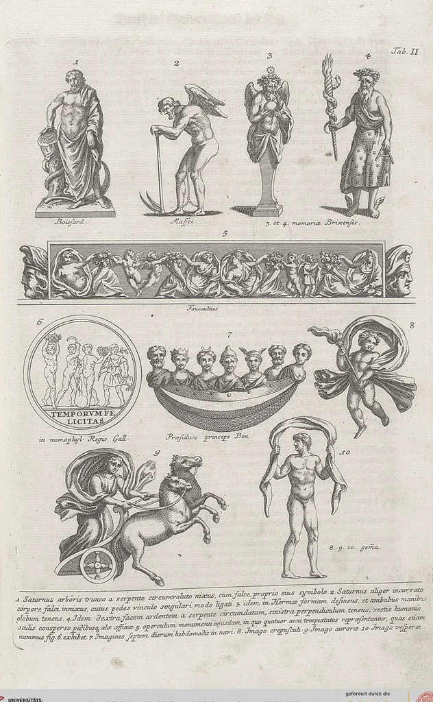 An illustration from Griechische und Römische Alterthümer: welche der berühmte P. Montfaucon ehemals samt den dazu gehörigen Supplementen in zehen Bänden in Folio, an das Licht gestellet hat, ..., 1757, leaf 25
