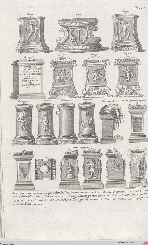 An illustration from Griechische und Römische Alterthümer: welche der berühmte P. Montfaucon ehemals samt den dazu gehörigen Supplementen in zehen Bänden in Folio, an das Licht gestellet hat, ..., 1757, leaf 260