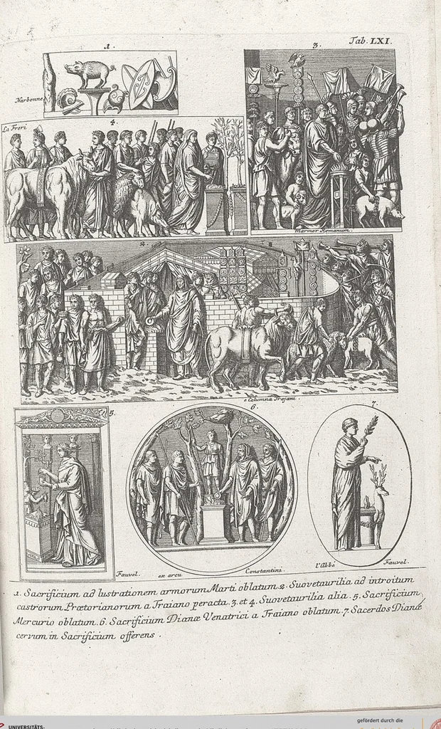 An illustration from Griechische und Römische Alterthümer: welche der berühmte P. Montfaucon ehemals samt den dazu gehörigen Supplementen in zehen Bänden in Folio, an das Licht gestellet hat, ..., 1757, leaf 298