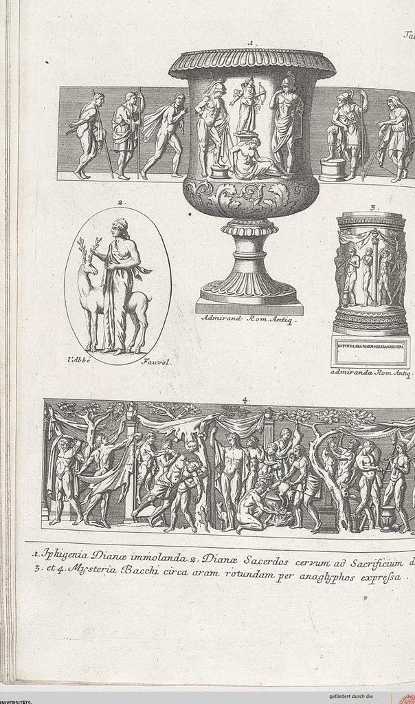 An illustration from Griechische und Römische Alterthümer: welche der berühmte P. Montfaucon ehemals samt den dazu gehörigen Supplementen in zehen Bänden in Folio, an das Licht gestellet hat, ..., 1757, leaf 301
