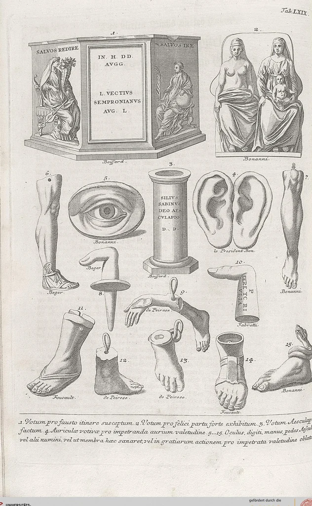 An illustration from Griechische und Römische Alterthümer: welche der berühmte P. Montfaucon ehemals samt den dazu gehörigen Supplementen in zehen Bänden in Folio, an das Licht gestellet hat, ..., 1757, leaf 333