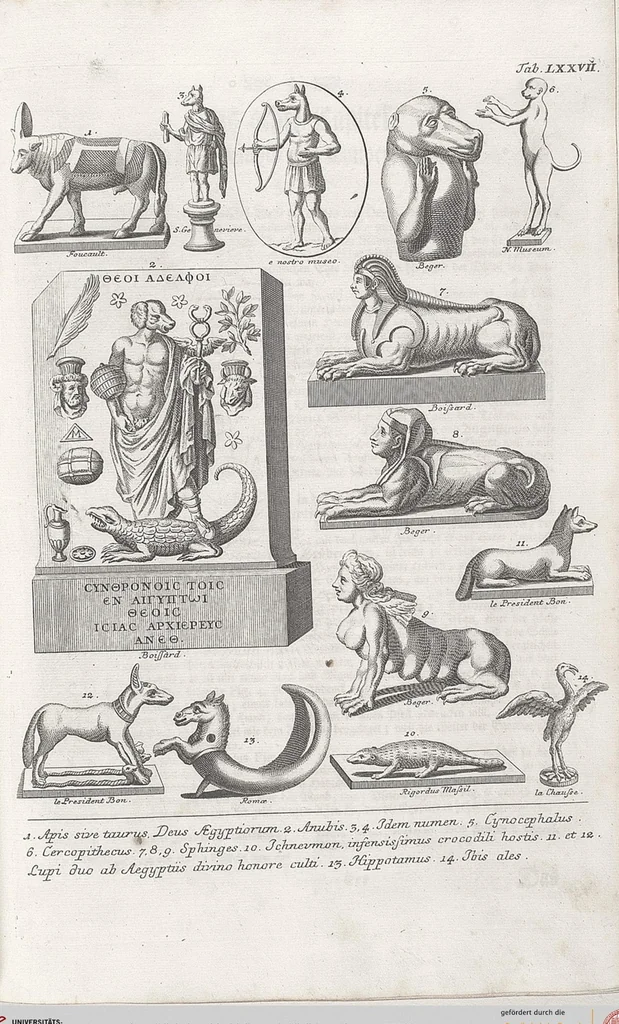 An illustration from Griechische und Römische Alterthümer: welche der berühmte P. Montfaucon ehemals samt den dazu gehörigen Supplementen in zehen Bänden in Folio, an das Licht gestellet hat, ..., 1757, leaf 366