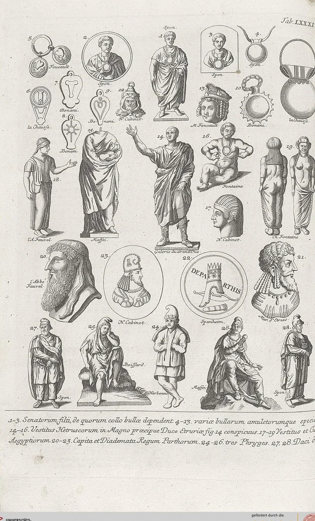 An illustration from Griechische und Römische Alterthümer: welche der berühmte P. Montfaucon ehemals samt den dazu gehörigen Supplementen in zehen Bänden in Folio, an das Licht gestellet hat, ..., 1757, leaf 439