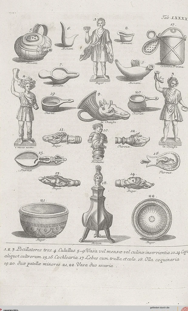 An illustration from Griechische und Römische Alterthümer: welche der berühmte P. Montfaucon ehemals samt den dazu gehörigen Supplementen in zehen Bänden in Folio, an das Licht gestellet hat, ..., 1757, leaf 459