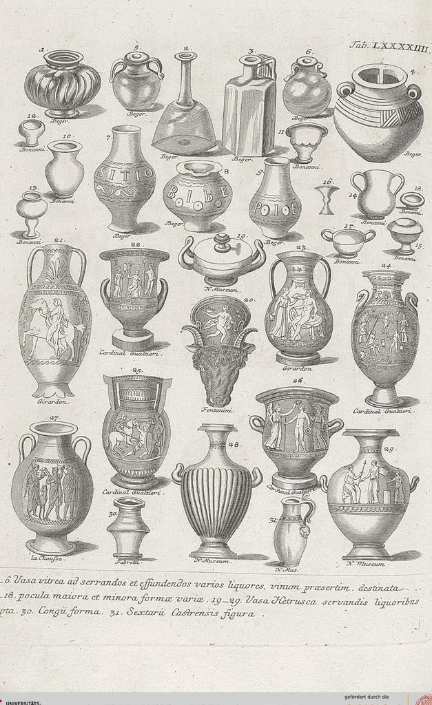 An illustration from Griechische und Römische Alterthümer: welche der berühmte P. Montfaucon ehemals samt den dazu gehörigen Supplementen in zehen Bänden in Folio, an das Licht gestellet hat, ..., 1757, leaf 467