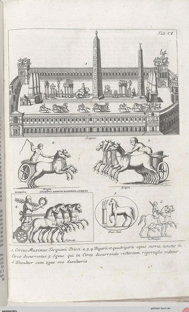 An illustration from Griechische und Römische Alterthümer: welche der berühmte P. Montfaucon ehemals samt den dazu gehörigen Supplementen in zehen Bänden in Folio, an das Licht gestellet hat, ..., 1757, leaf 520
