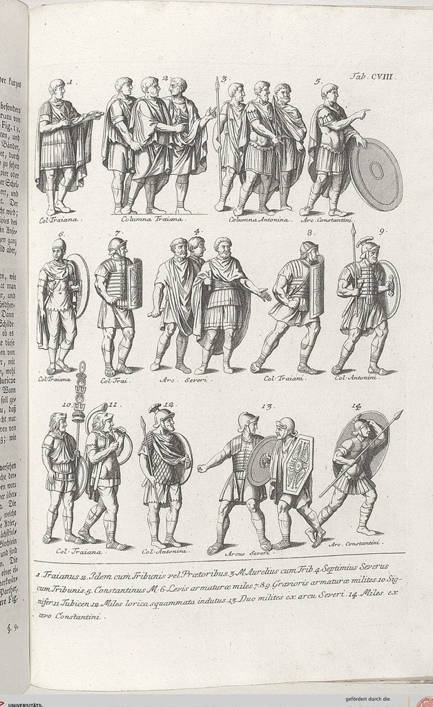 An illustration from Griechische und Römische Alterthümer: welche der berühmte P. Montfaucon ehemals samt den dazu gehörigen Supplementen in zehen Bänden in Folio, an das Licht gestellet hat, ..., 1757, leaf 572