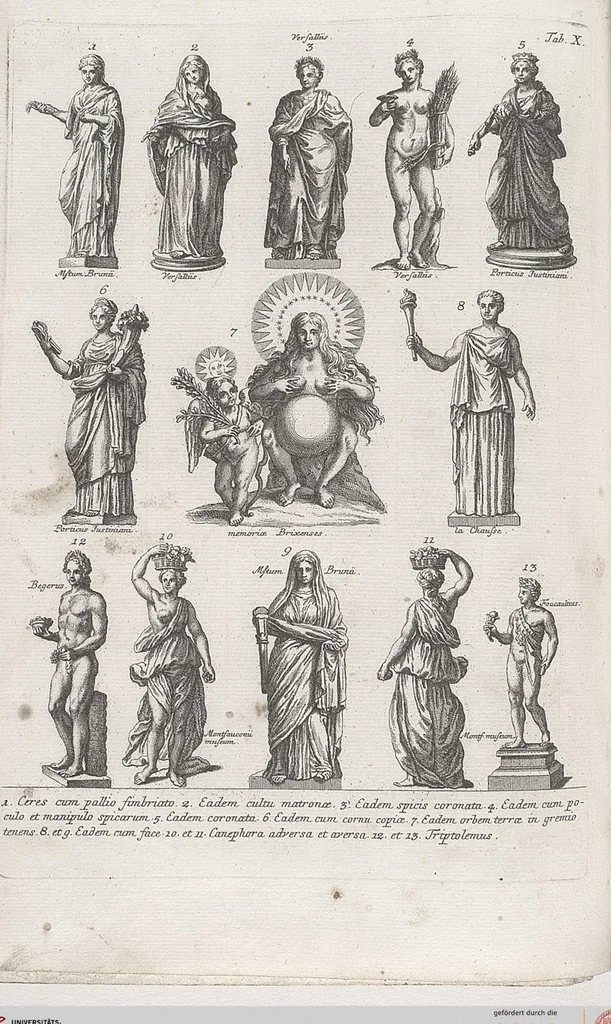 An illustration from Griechische und Römische Alterthümer: welche der berühmte P. Montfaucon ehemals samt den dazu gehörigen Supplementen in zehen Bänden in Folio, an das Licht gestellet hat, ..., 1757, leaf 62