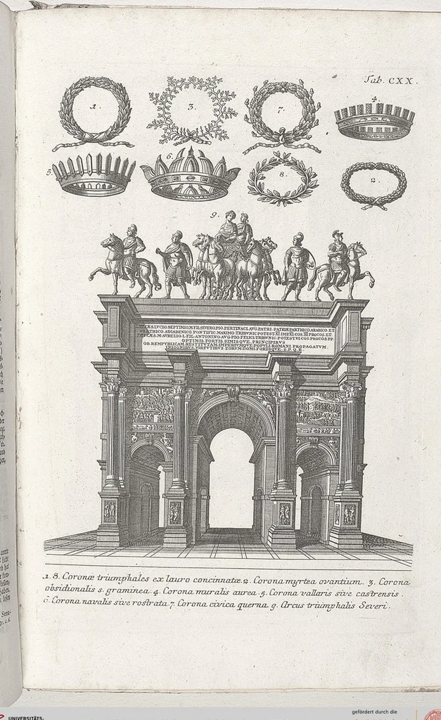 An illustration from Griechische und Römische Alterthümer: welche der berühmte P. Montfaucon ehemals samt den dazu gehörigen Supplementen in zehen Bänden in Folio, an das Licht gestellet hat, ..., 1757, leaf 622
