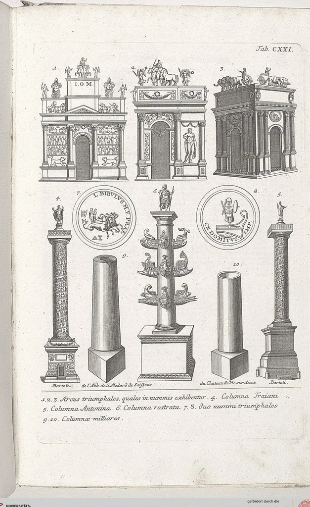 An illustration from Griechische und Römische Alterthümer: welche der berühmte P. Montfaucon ehemals samt den dazu gehörigen Supplementen in zehen Bänden in Folio, an das Licht gestellet hat, ..., 1757, leaf 624