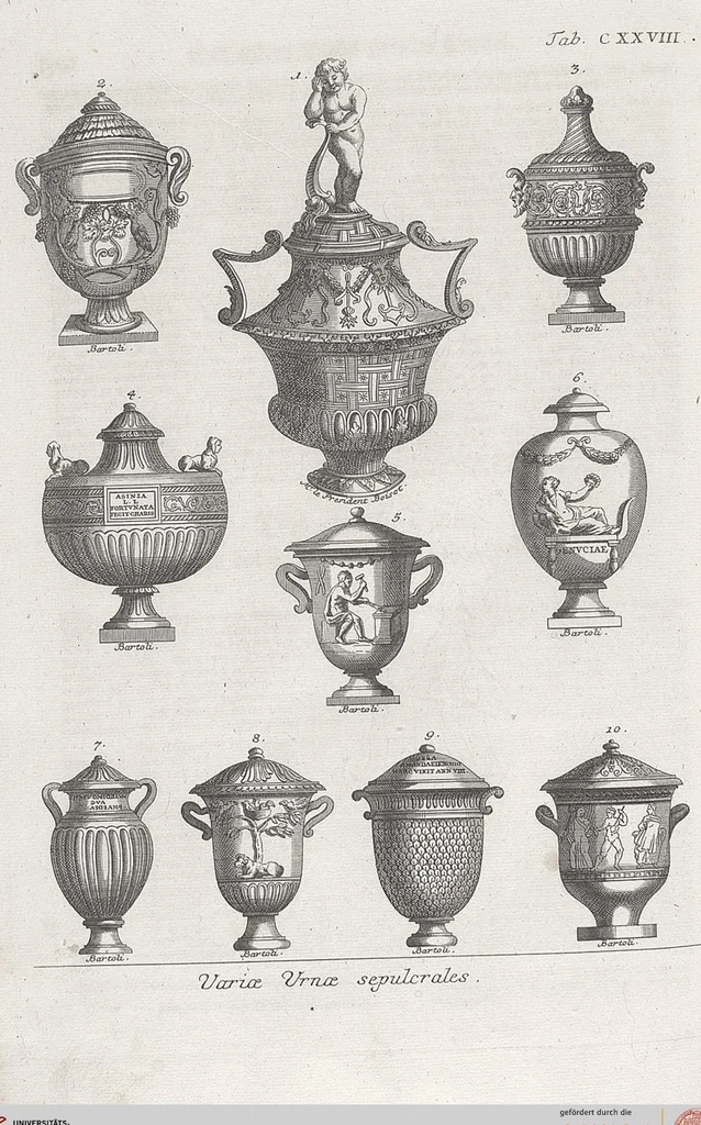 An illustration from Griechische und Römische Alterthümer: welche der berühmte P. Montfaucon ehemals samt den dazu gehörigen Supplementen in zehen Bänden in Folio, an das Licht gestellet hat, ..., 1757, leaf 661