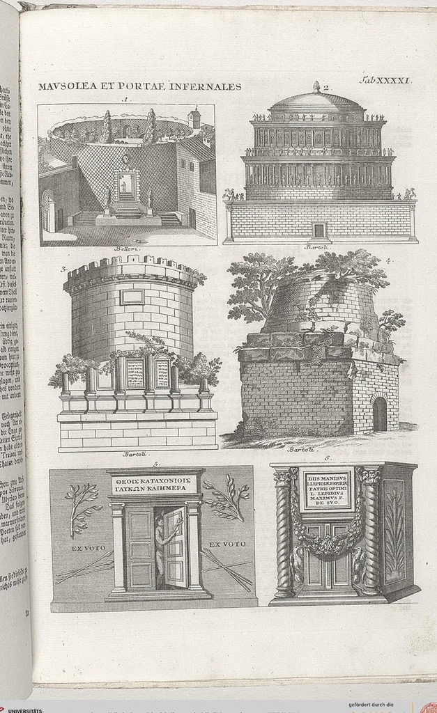 An illustration from Griechische und Römische Alterthümer: welche der berühmte P. Montfaucon ehemals samt den dazu gehörigen Supplementen in zehen Bänden in Folio, an das Licht gestellet hat, ..., 1757, leaf 696