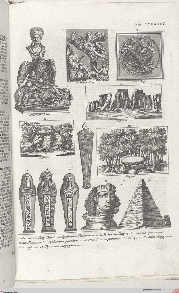 An illustration from Griechische und Römische Alterthümer: welche der berühmte P. Montfaucon ehemals samt den dazu gehörigen Supplementen in zehen Bänden in Folio, an das Licht gestellet hat, ..., 1757, leaf 706