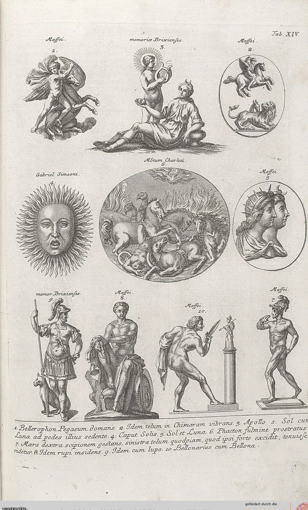 An illustration from Griechische und Römische Alterthümer: welche der berühmte P. Montfaucon ehemals samt den dazu gehörigen Supplementen in zehen Bänden in Folio, an das Licht gestellet hat, ..., 1757, leaf 79