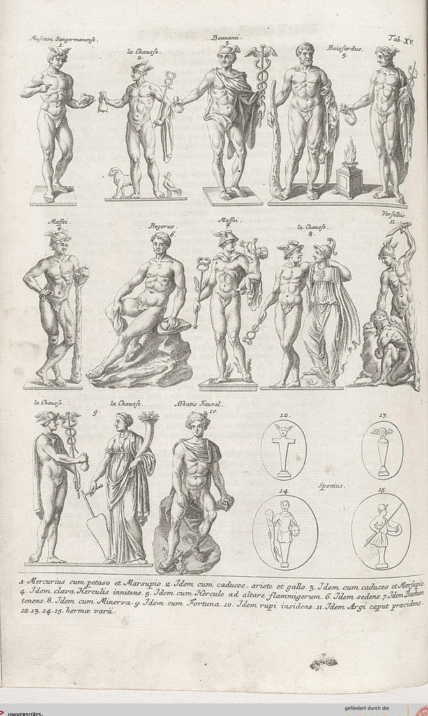 An illustration from Griechische und Römische Alterthümer: welche der berühmte P. Montfaucon ehemals samt den dazu gehörigen Supplementen in zehen Bänden in Folio, an das Licht gestellet hat, ..., 1757, leaf 84