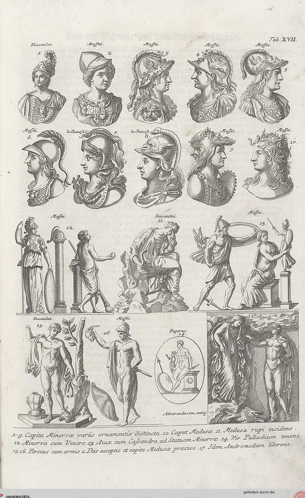 An illustration from Griechische und Römische Alterthümer: welche der berühmte P. Montfaucon ehemals samt den dazu gehörigen Supplementen in zehen Bänden in Folio, an das Licht gestellet hat, ..., 1757, leaf 91
