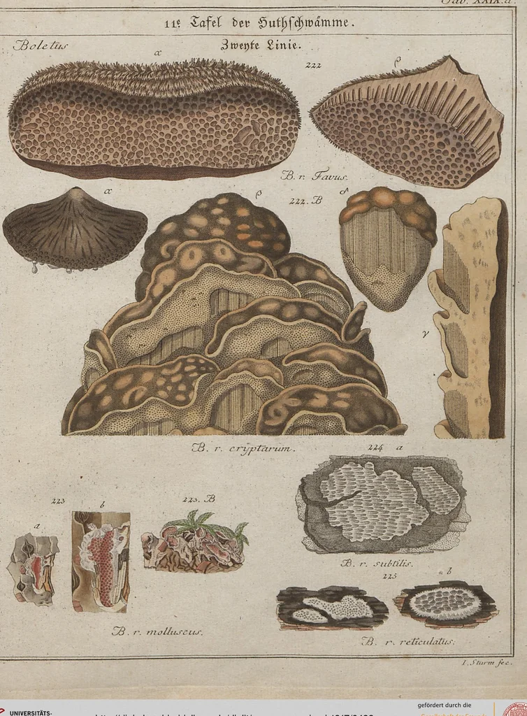An illustration from Das System der Pilze und Schwämme: ein Versuch, 1817, leaf 498