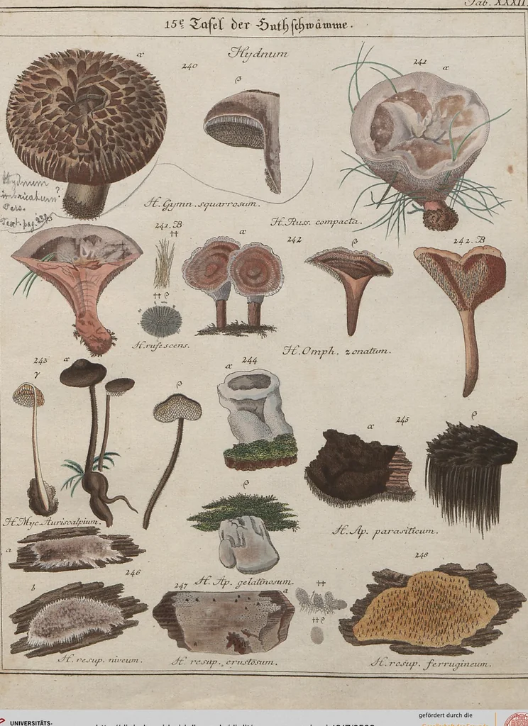 An illustration from Das System der Pilze und Schwämme: ein Versuch, 1817, leaf 502