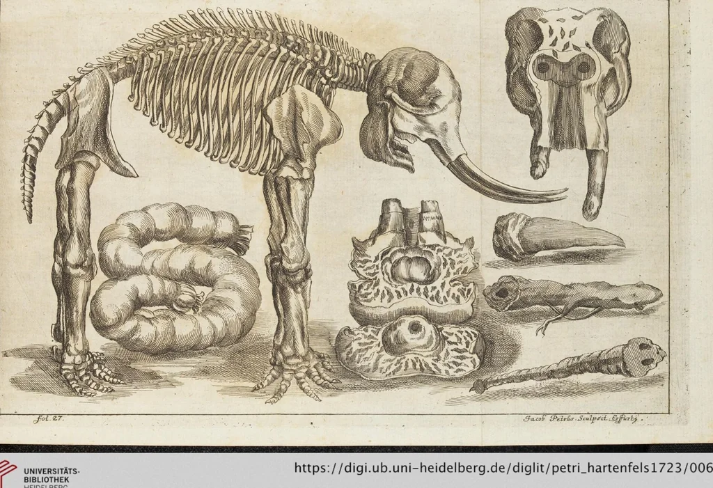 An illustration from D. Georg. Christoph. Petri ab Hartenfelß/ Consiliarii Et Archiatri Moguntini &c. &c. Elephantographia Curiosa: Cui Accessit Ejusdem Auctoris Oratio Panegyrica De Elephantis, Publice In Actu Doctorali Erfordiæ Habita; Nec Non Justi Lipsii Epistola De Eodem Argumento Erudite Conscripta: In Fine Adjectus Est Index Rerum Notabilium Locupletissimus, leaf 69