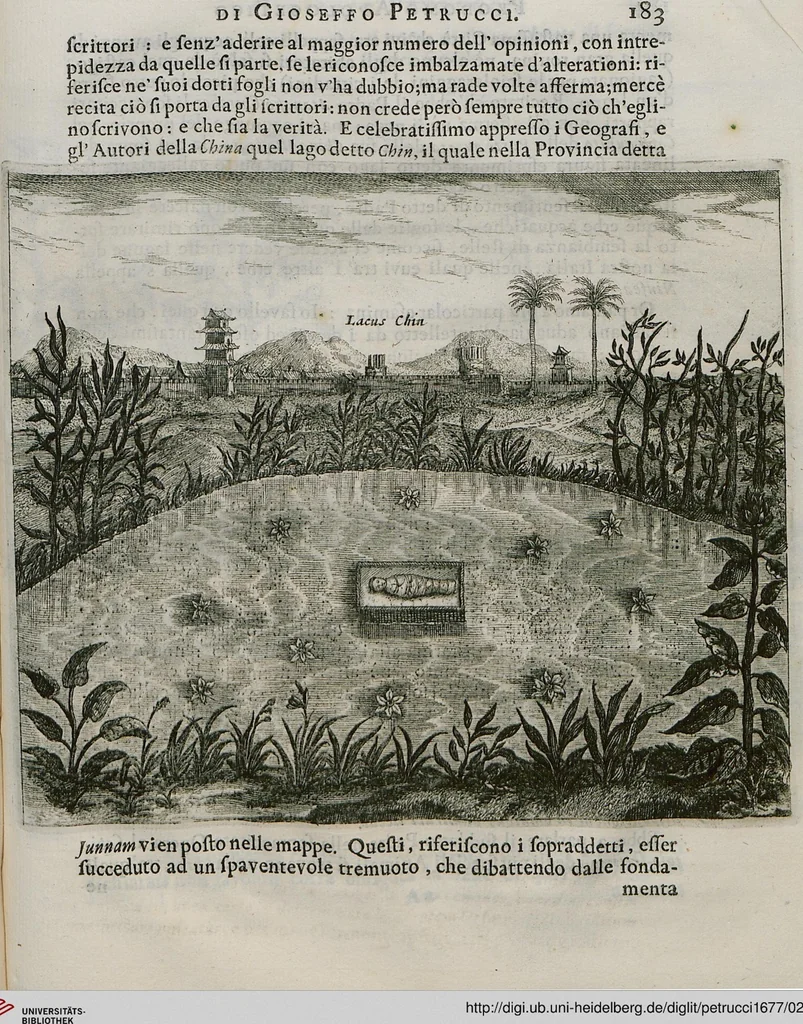 An illustration from Prodomo Apologetico alli Studi Chircheriani: Opera di Gioseffo Petrucci ..., Nella quale con un'apparato di Saggi diversi, si dà prova dell'esquisito Studio ha tenuto ... Atanasio Chircher, Circa il credere all'opinioni degli Scrittori ..., 1677, leaf 206