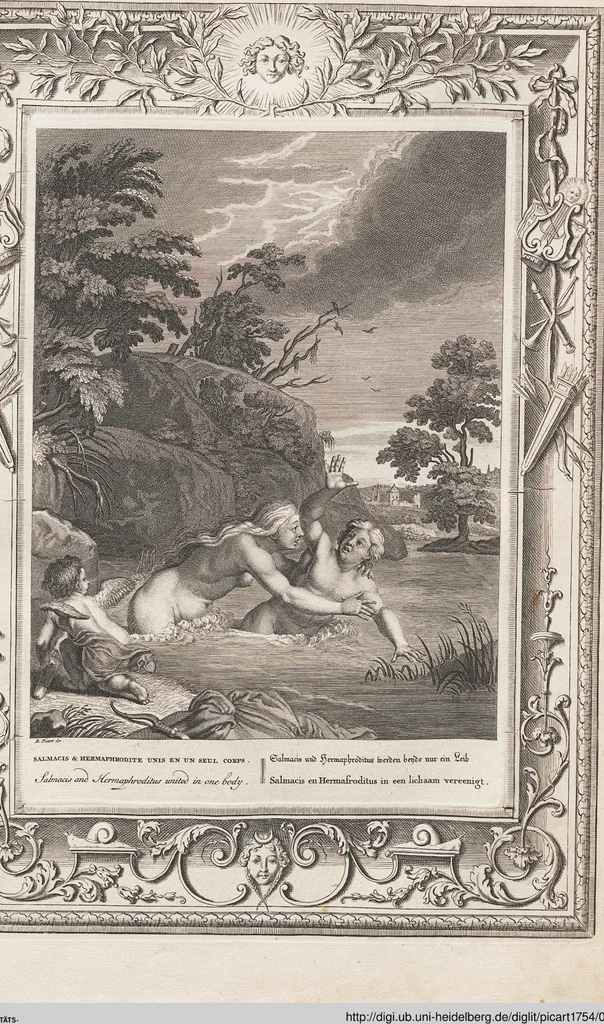 An illustration from Neueröffneter Musen-Tempel: welcher das allermerkwürdigste, aus den Fabeln der Alten in 60 auserlesenen und schönen Kupfern von Bernard Picart und andern kunstreichen Männern vorstellet ; mit deutlichen Erklärungen und Anmerkungen, 1754, leaf 143