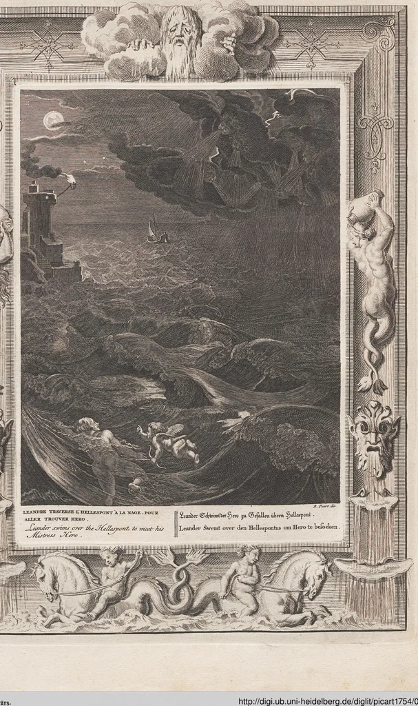 An illustration from Neueröffneter Musen-Tempel: welcher das allermerkwürdigste, aus den Fabeln der Alten in 60 auserlesenen und schönen Kupfern von Bernard Picart und andern kunstreichen Männern vorstellet ; mit deutlichen Erklärungen und Anmerkungen, 1754, leaf 155