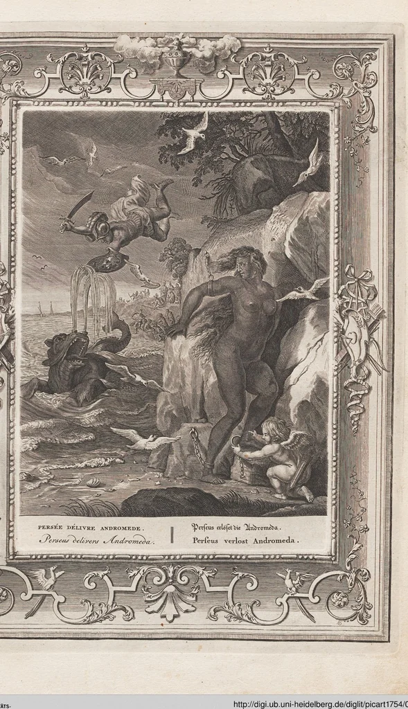 An illustration from Neueröffneter Musen-Tempel: welcher das allermerkwürdigste, aus den Fabeln der Alten in 60 auserlesenen und schönen Kupfern von Bernard Picart und andern kunstreichen Männern vorstellet ; mit deutlichen Erklärungen und Anmerkungen, 1754, leaf 174