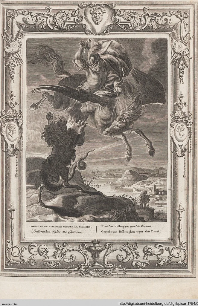 An illustration from Neueröffneter Musen-Tempel: welcher das allermerkwürdigste, aus den Fabeln der Alten in 60 auserlesenen und schönen Kupfern von Bernard Picart und andern kunstreichen Männern vorstellet ; mit deutlichen Erklärungen und Anmerkungen, 1754, leaf 180
