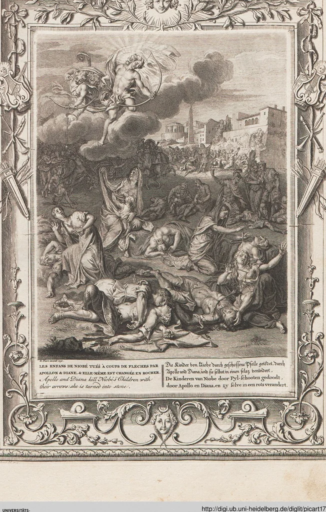 An illustration from Neueröffneter Musen-Tempel: welcher das allermerkwürdigste, aus den Fabeln der Alten in 60 auserlesenen und schönen Kupfern von Bernard Picart und andern kunstreichen Männern vorstellet ; mit deutlichen Erklärungen und Anmerkungen, 1754, leaf 188